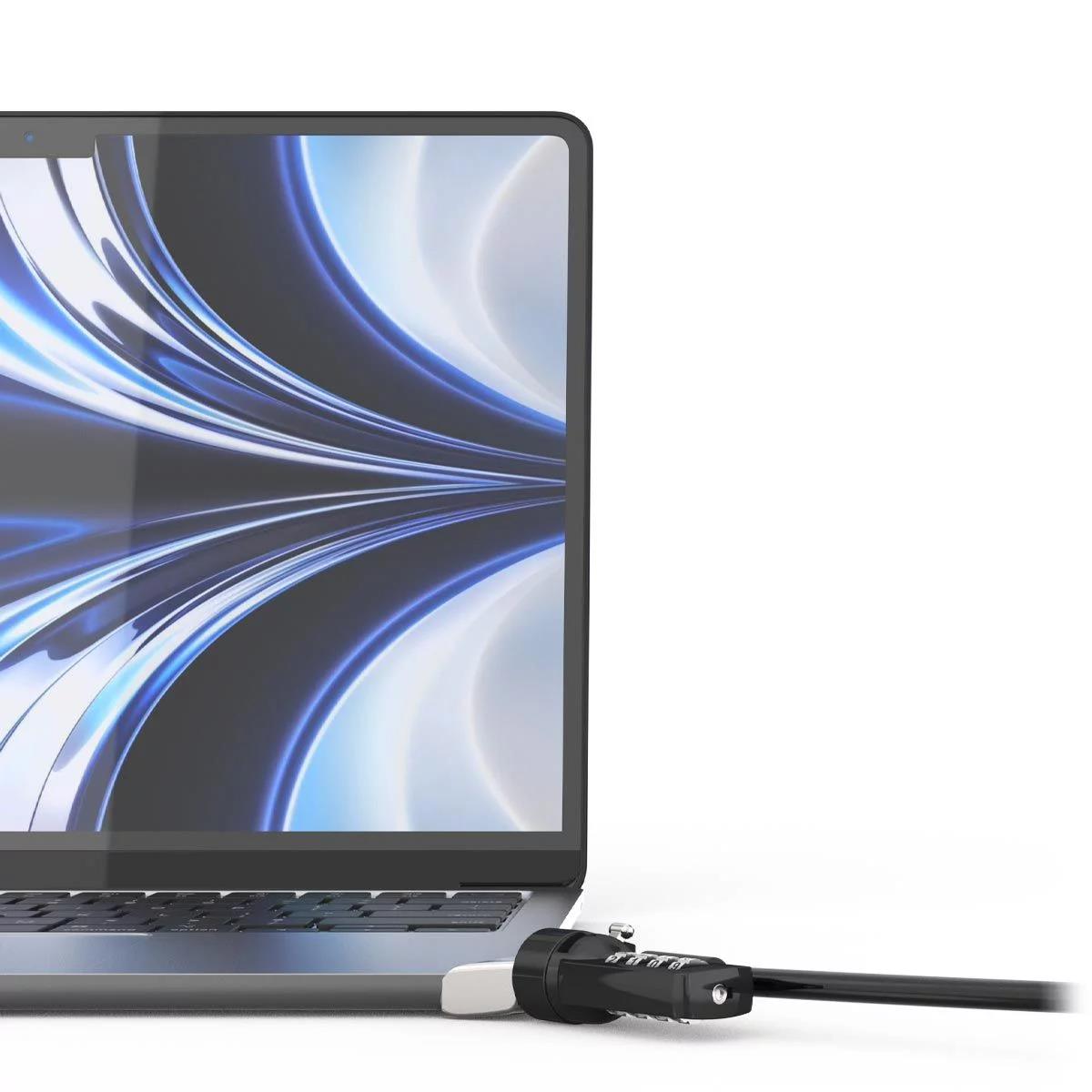 MACLOCKS Ledge Adapter for MacBook Air 13-inch (M2/M3/M4/M5) with Combination Cable Lock (Corner Lock) - Silver