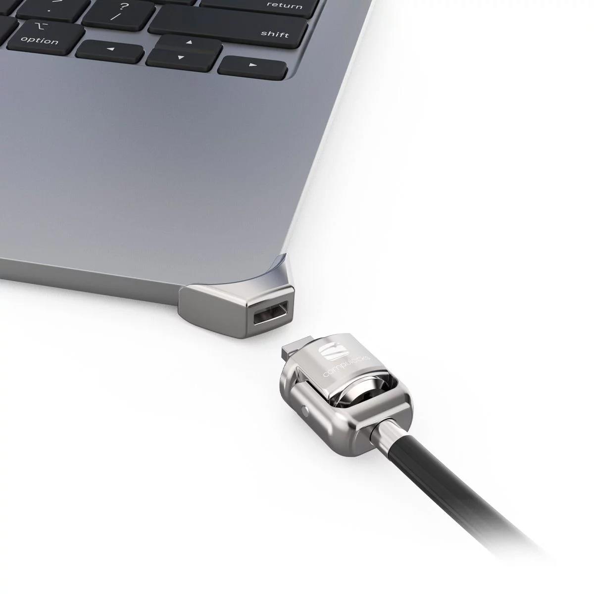 MACLOCKS Ledge Adapter for MacBook Air 13-inch (M2/M3/M4/M5) with Keyed Cable Lock (Corner Lock) - Silver