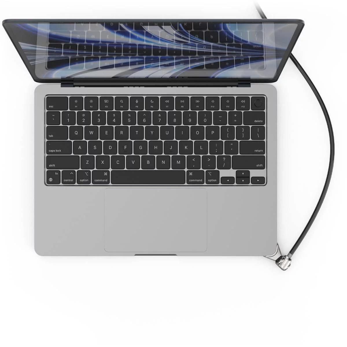 MACLOCKS Ledge Adapter for MacBook Air 13-inch (M2/M3/M4/M5) with Keyed Cable Lock (Corner Lock) - Silver
