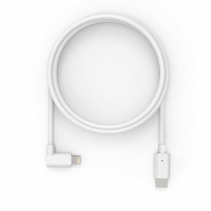 MACLOCKS Right Angle Charging Cable -USB-C Male to 90 Degree Lightning Cable 2m - White