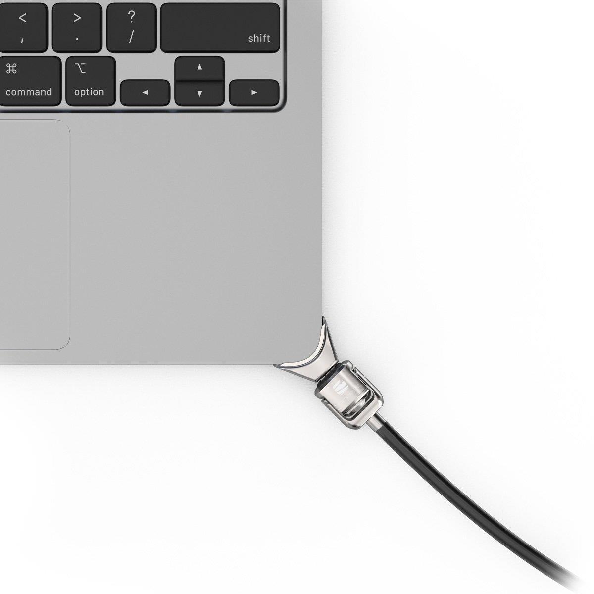 MACLOCKS Ledge Adapter for MacBook Air 15-inch (M2/M3/M4/M5) with Keyed Cable Lock (Corner Lock) - Silver/ Black
