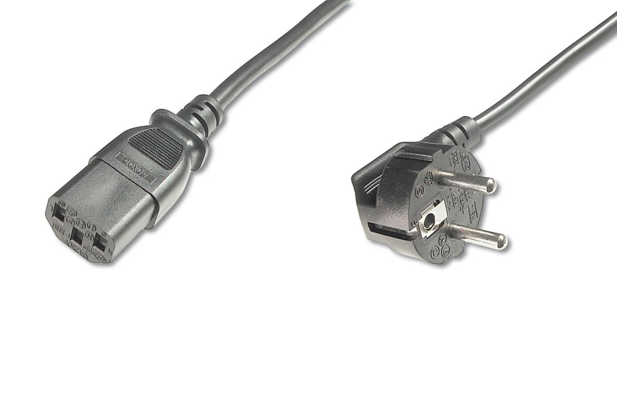 DIGITUS Mains Cable Schuko 90 Angledc13 M/f 2m H05vv-f3g 0.75qmm