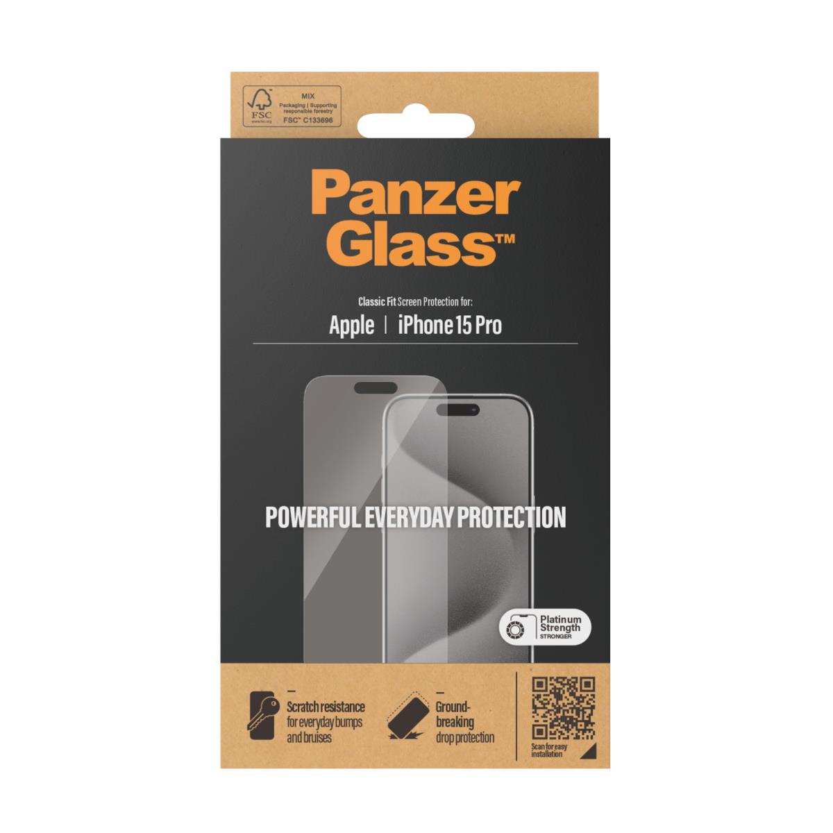 PANZERGLASS Glass Screen Protector 6.1in For iPhone 15 Pro