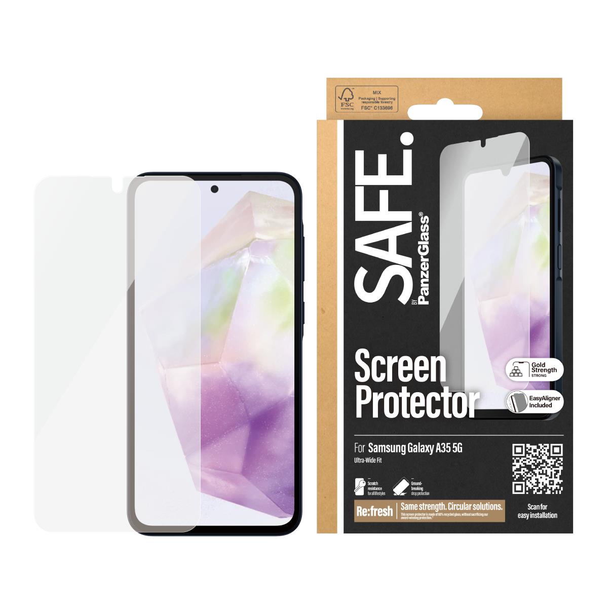 PANZERGLASS Screen Protector Samsung Galaxy A35 5g / Ultra-wide Fit W. Easyaligner