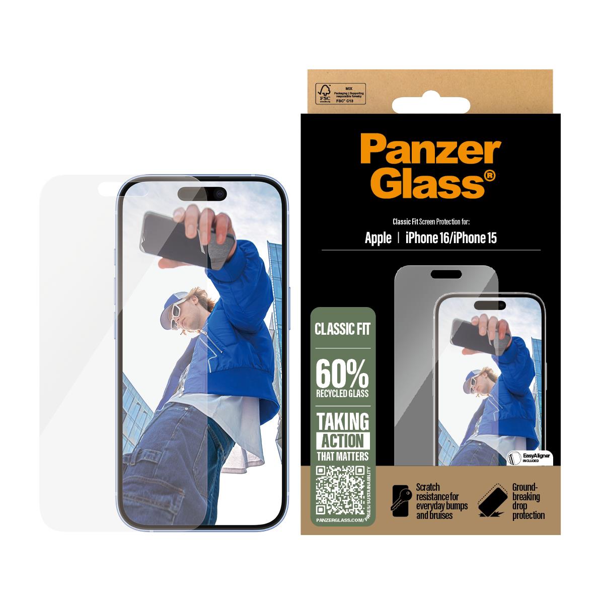 PANZERGLASS Screen Protector For iPhone 16 6.1in Classic Fit