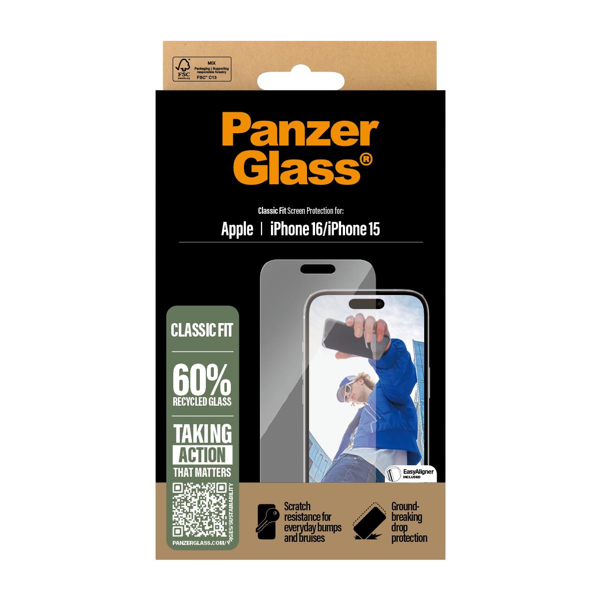 PANZERGLASS Screen Protector For iPhone 16 6.1in Classic Fit