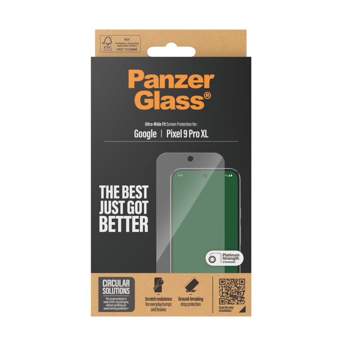 PANZERGLASS Screen Protector For Google Pixel 9 Pro Ultra-wide Fit