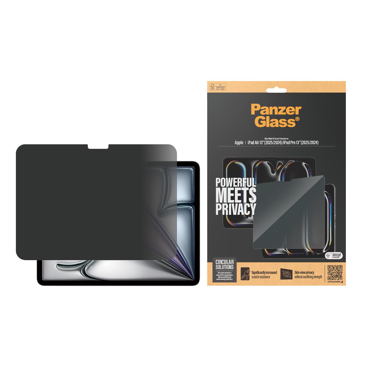 PANZERGLASS Privacy Screen Protector UWF - Clear - for Apple iPad Air/Pro 13in