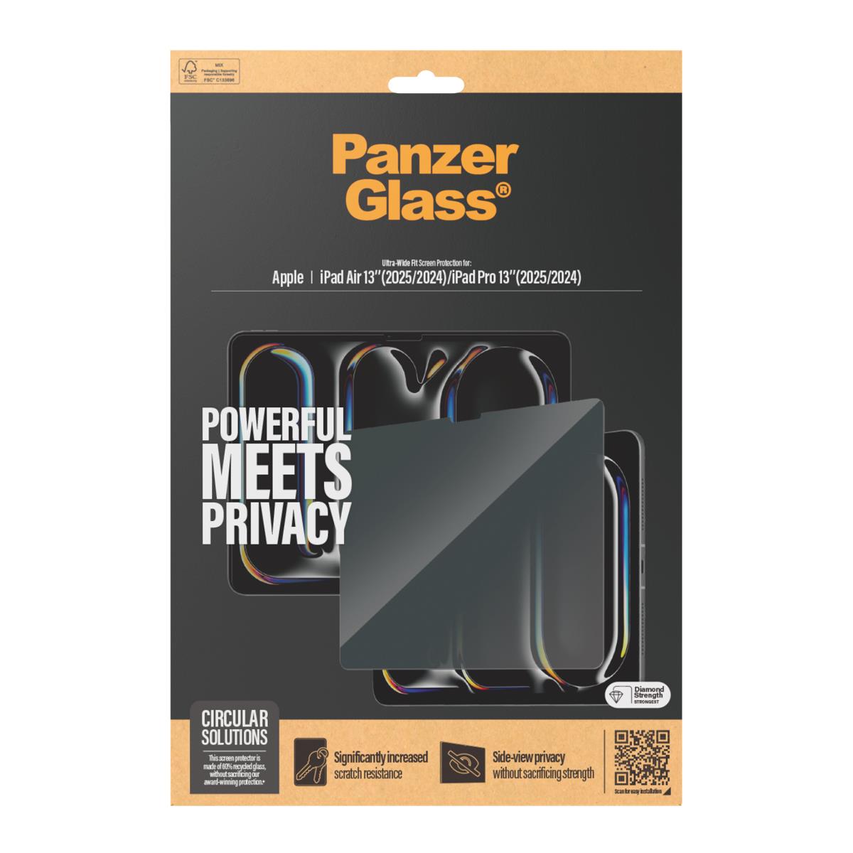PANZERGLASS Privacy Screen Protector UWF - Clear - for Apple iPad Air/Pro 13in