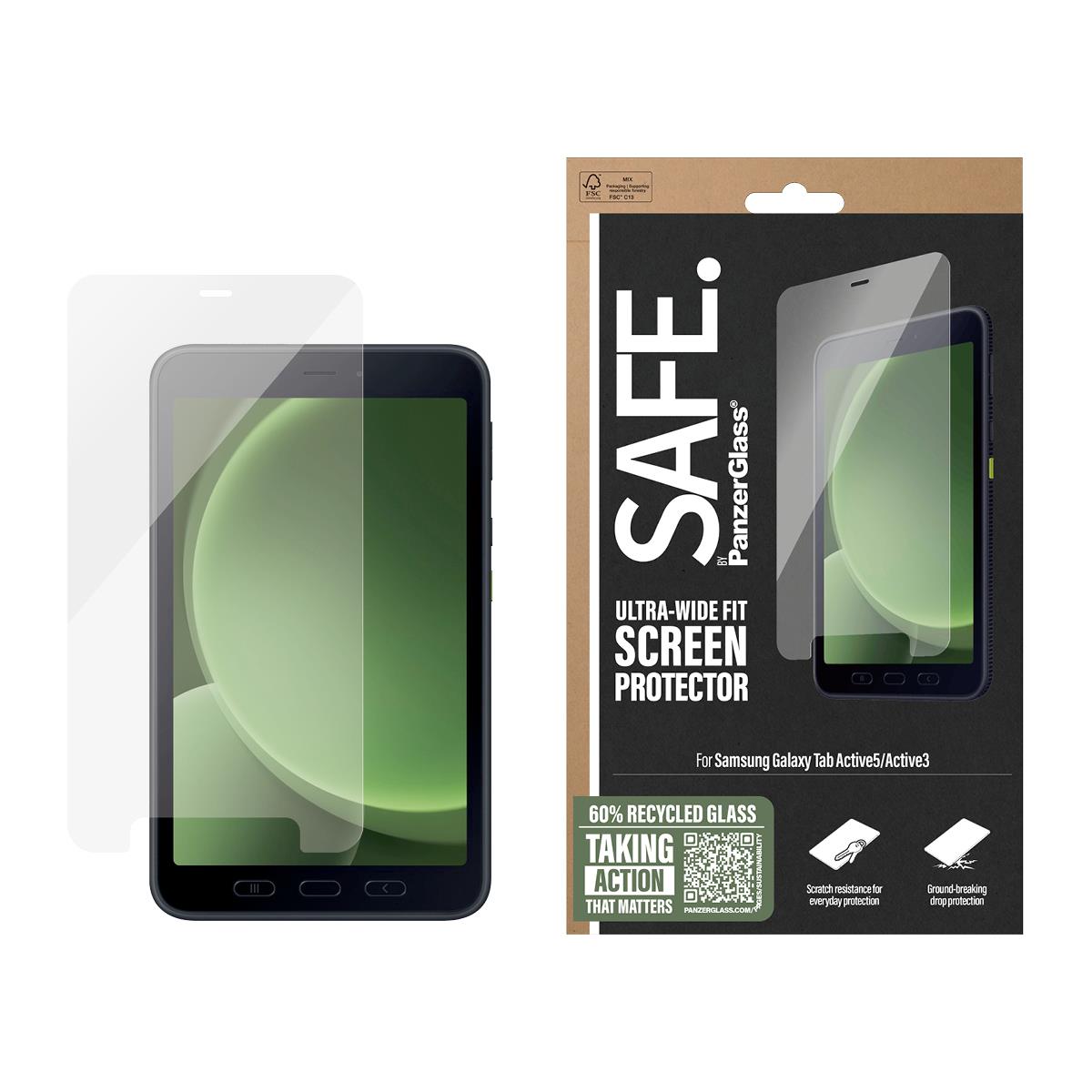 PANZERGLASS Screen Protector For Samsung Galaxy Tab Active5 Active3 Ultra-wide Fit