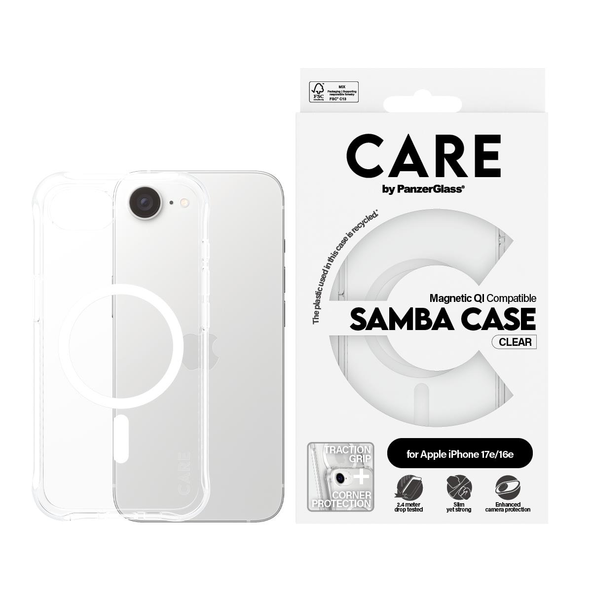 PANZERGLASS Fashionable Samba Case Transparent w. MagSafe iPhone 16e