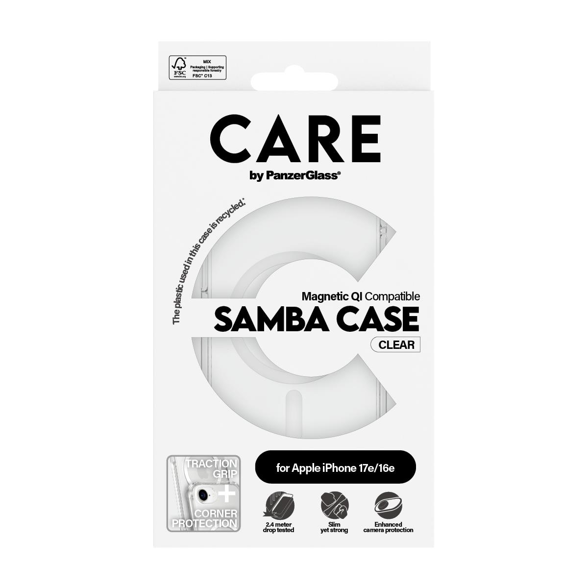 PANZERGLASS Fashionable Samba Case Transparent w. MagSafe iPhone 16e