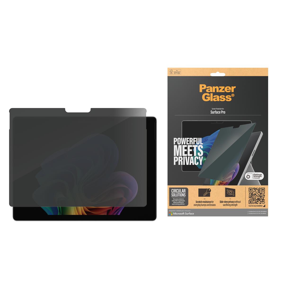 PANZERGLASS Screen Protector Privacy - Microsoft Surface Pro X/8/9/10/11th Edition