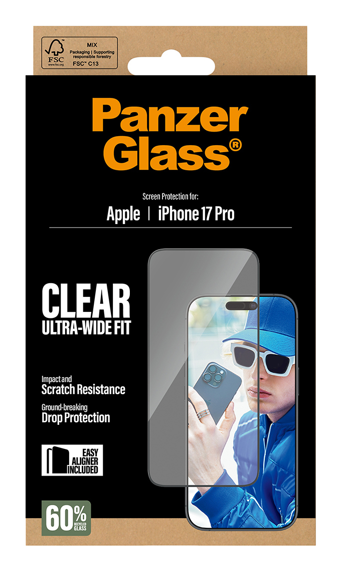 PANZERGLASS Screen Protector Ultra-Wide Fit - Clear - for iPhone 17 Pro