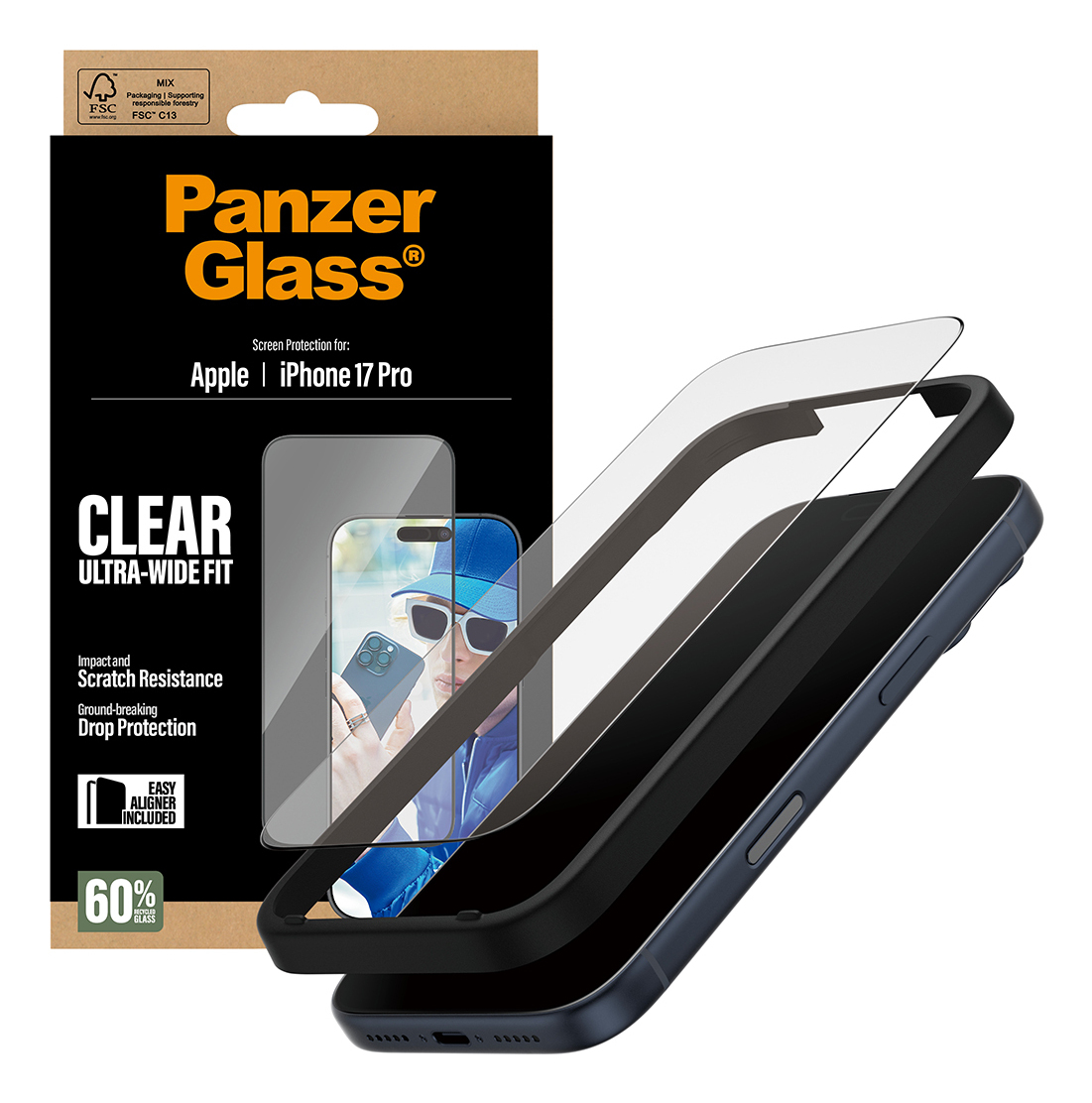 PANZERGLASS Screen Protector Ultra-Wide Fit - Clear - for iPhone 17 Pro