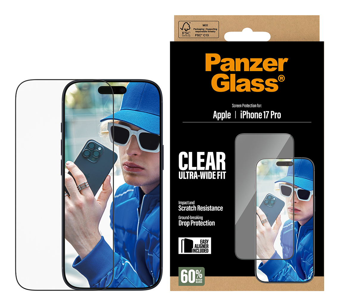 PANZERGLASS Screen Protector Ultra-Wide Fit - Clear - for iPhone 17 Pro