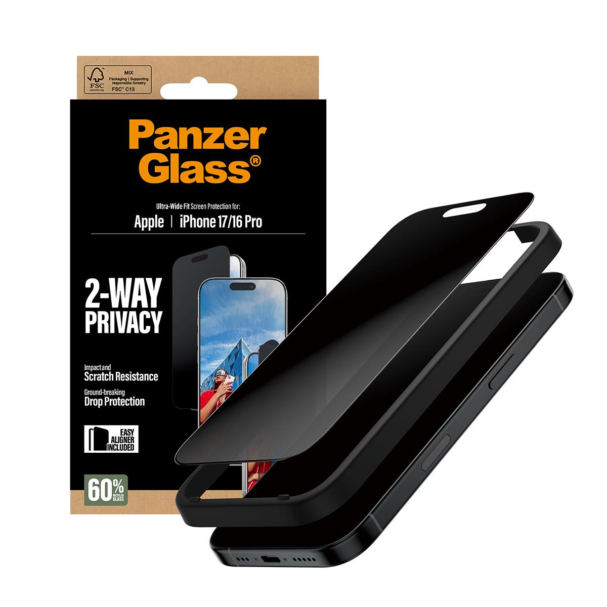 PANZERGLASS Privacy Screen Protector Ultra-Wide Fit - Clear - for iPhone 17