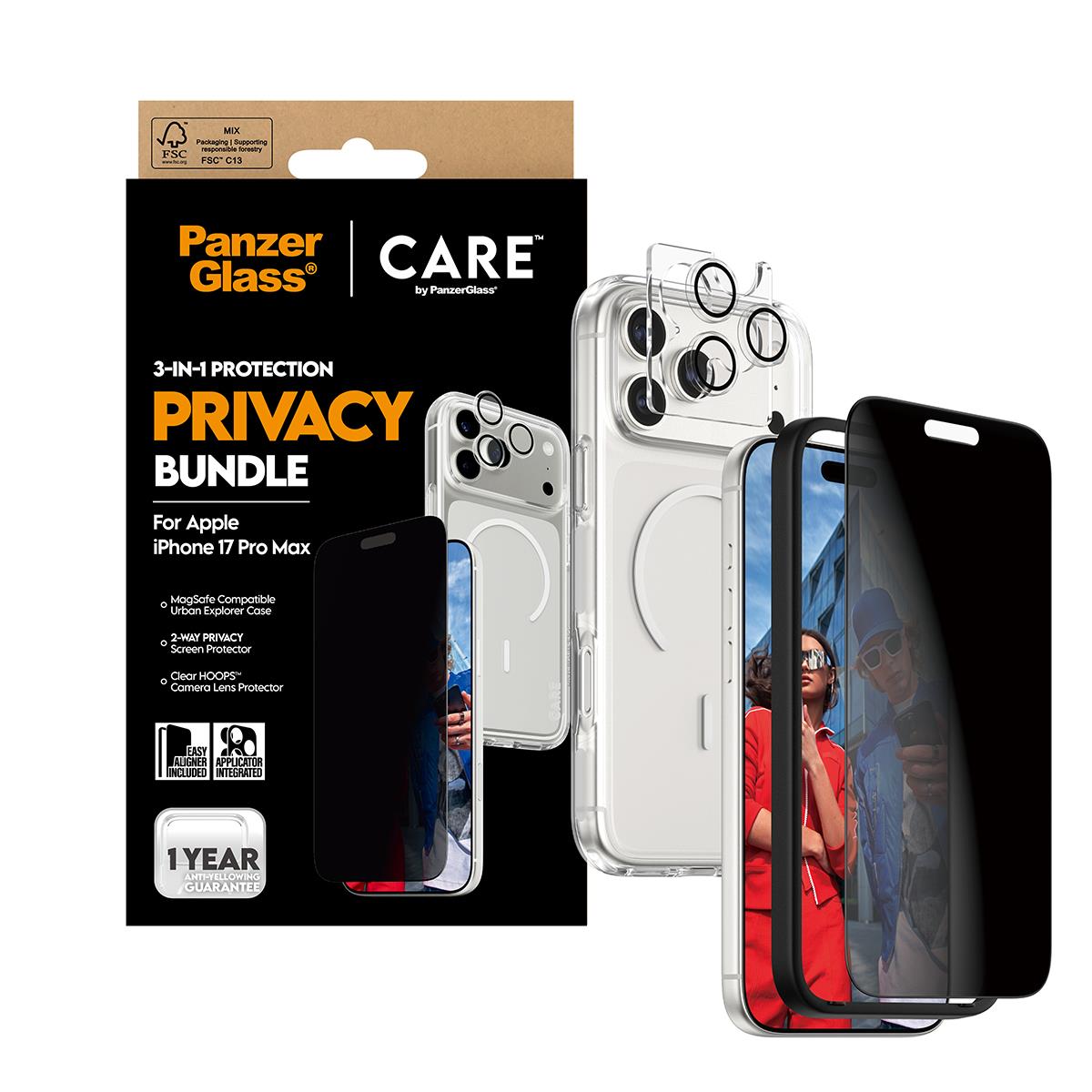 PANZERGLASS Care By Panzerglass 3-in-1 Flagship Privacy Bundle iPhone 17 Pro Max
