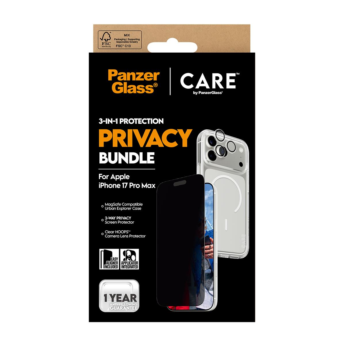 PANZERGLASS Care By Panzerglass 3-in-1 Flagship Privacy Bundle iPhone 17 Pro Max