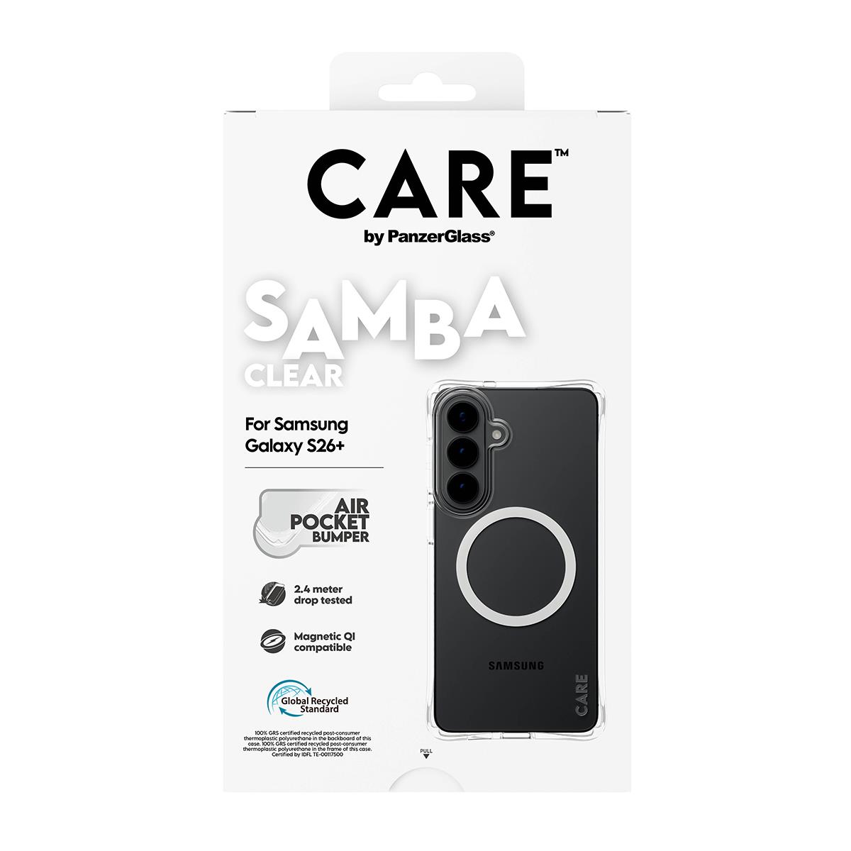 PANZERGLASS CARE by PanzerGlass Samba Case Transparent w. White Qi Samsung Galaxy S 2026 Edge