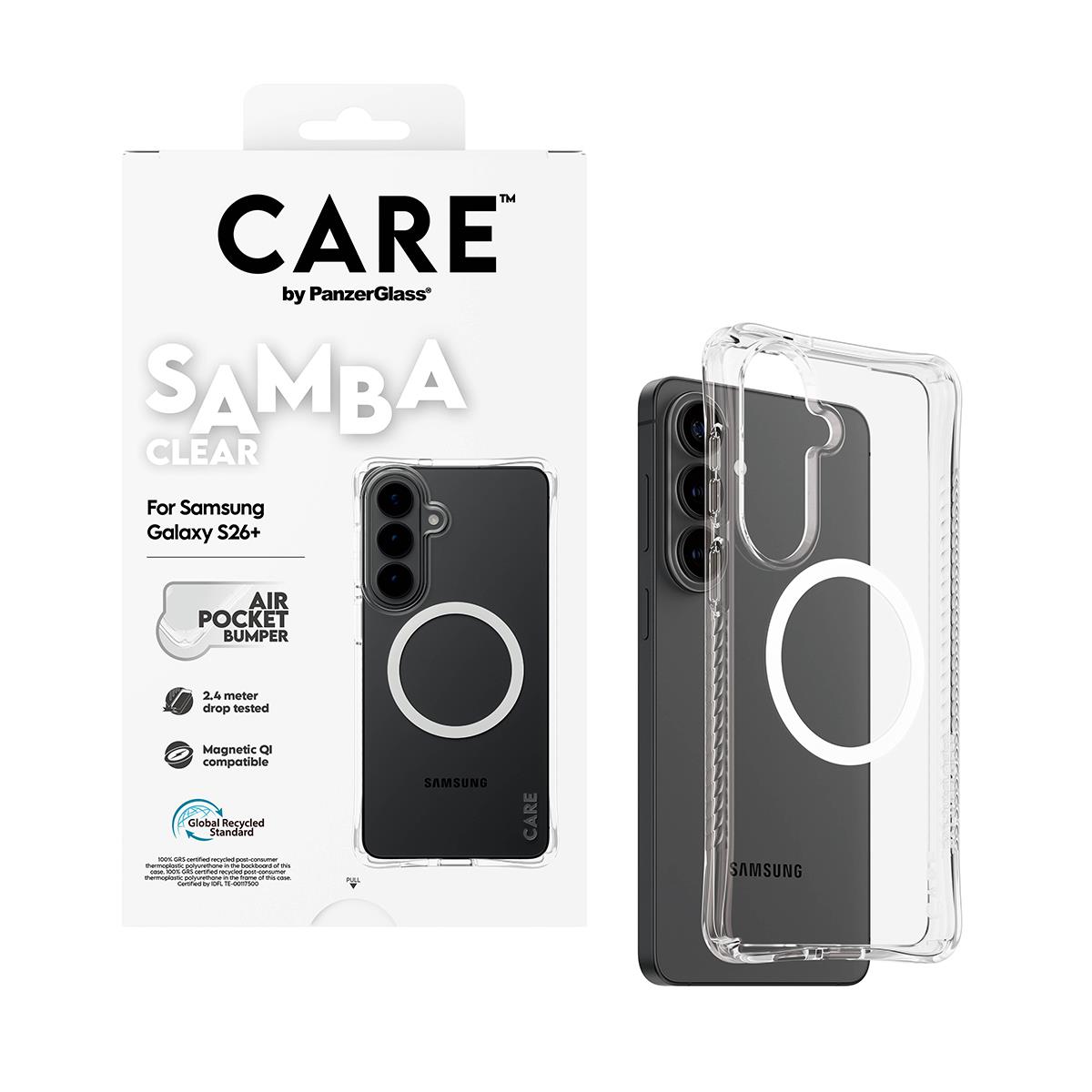 PANZERGLASS CARE by PanzerGlass Samba Case Transparent w. White Qi Samsung Galaxy S 2026 Edge