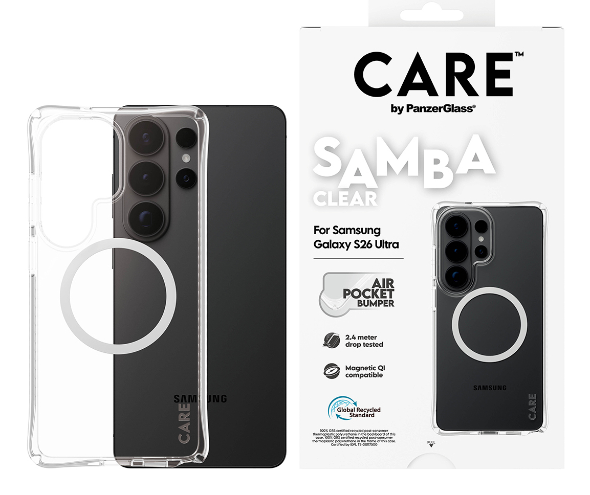 PANZERGLASS CARE by PanzerGlass Samba Case Transparent w. White Qi Samsung Galaxy S 2026 Ultra