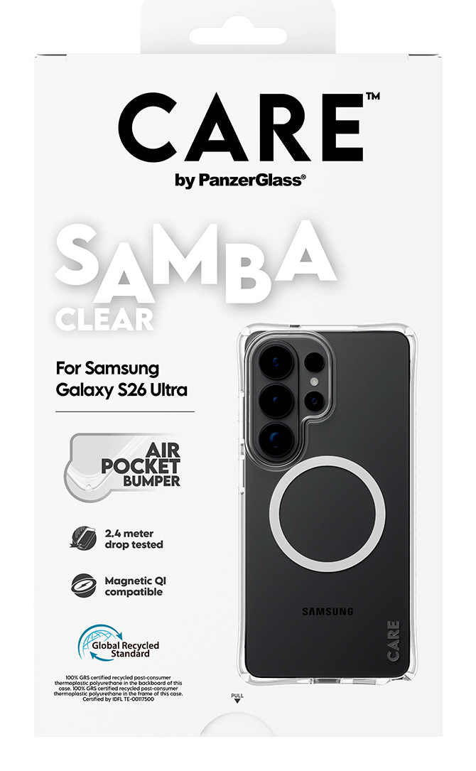 PANZERGLASS CARE by PanzerGlass Samba Case Transparent w. White Qi Samsung Galaxy S 2026 Ultra