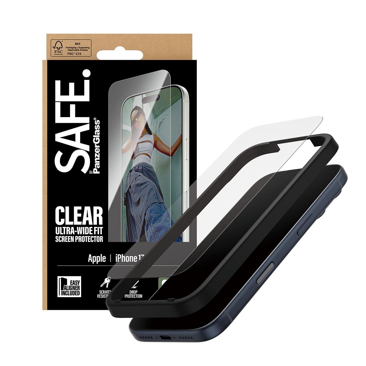 PANZERGLASS Screen Protector for iPhone 17 Pro Ultra- Wide Fit with EasyAligne