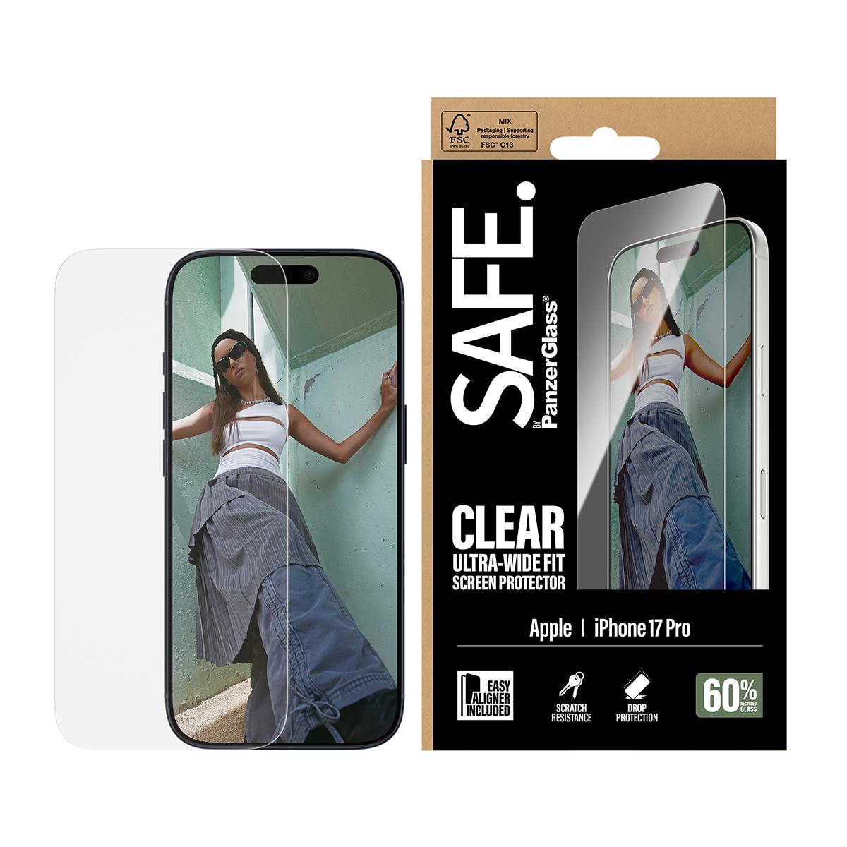 PANZERGLASS Screen Protector for iPhone 17 Pro Ultra- Wide Fit with EasyAligne