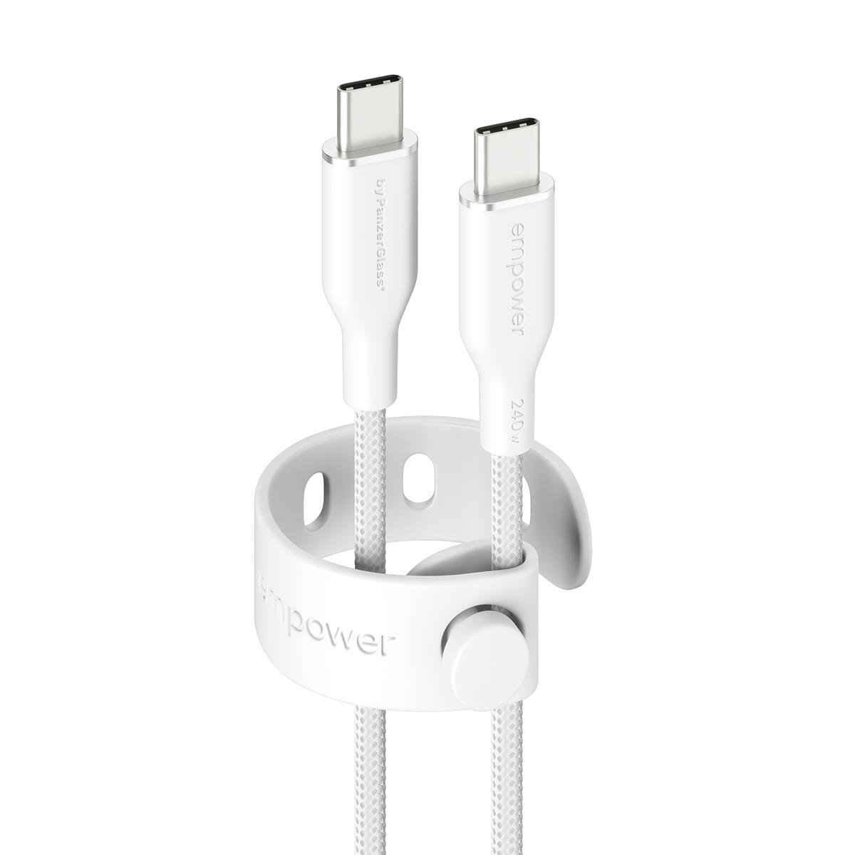 PANZERGLASS Data Transfer Cable - Racing USB-C to USB-C 240W USB 2.0 1.2M Silver White
