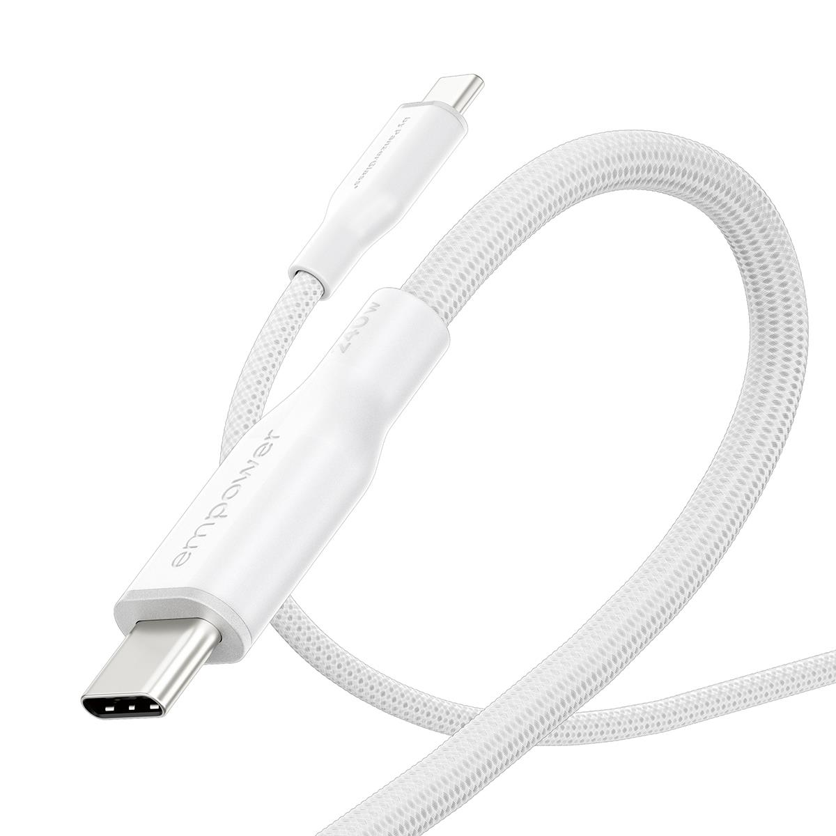 PANZERGLASS Data Transfer Cable - Racing USB-C to USB-C 240W USB 2.0 1.2M Silver White