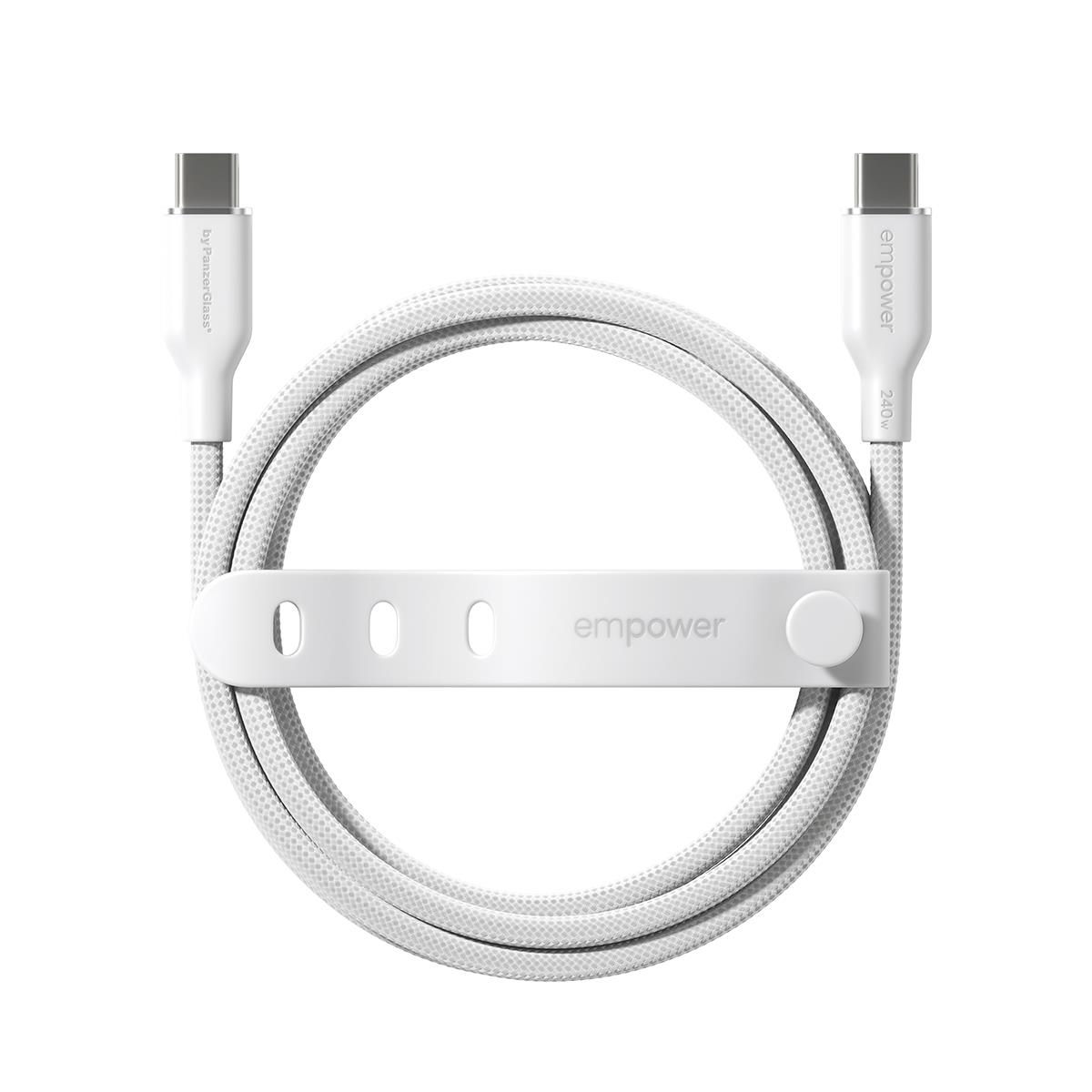 PANZERGLASS Data Transfer Cable - Racing USB-C to USB-C Cable 240W USB 2.0 2M Silver White