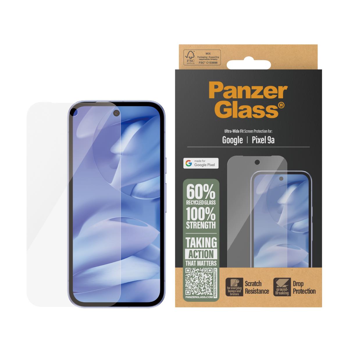 PANZERGLASS Screen Protector For Google New Pixel 8a Ultra-wide Fit