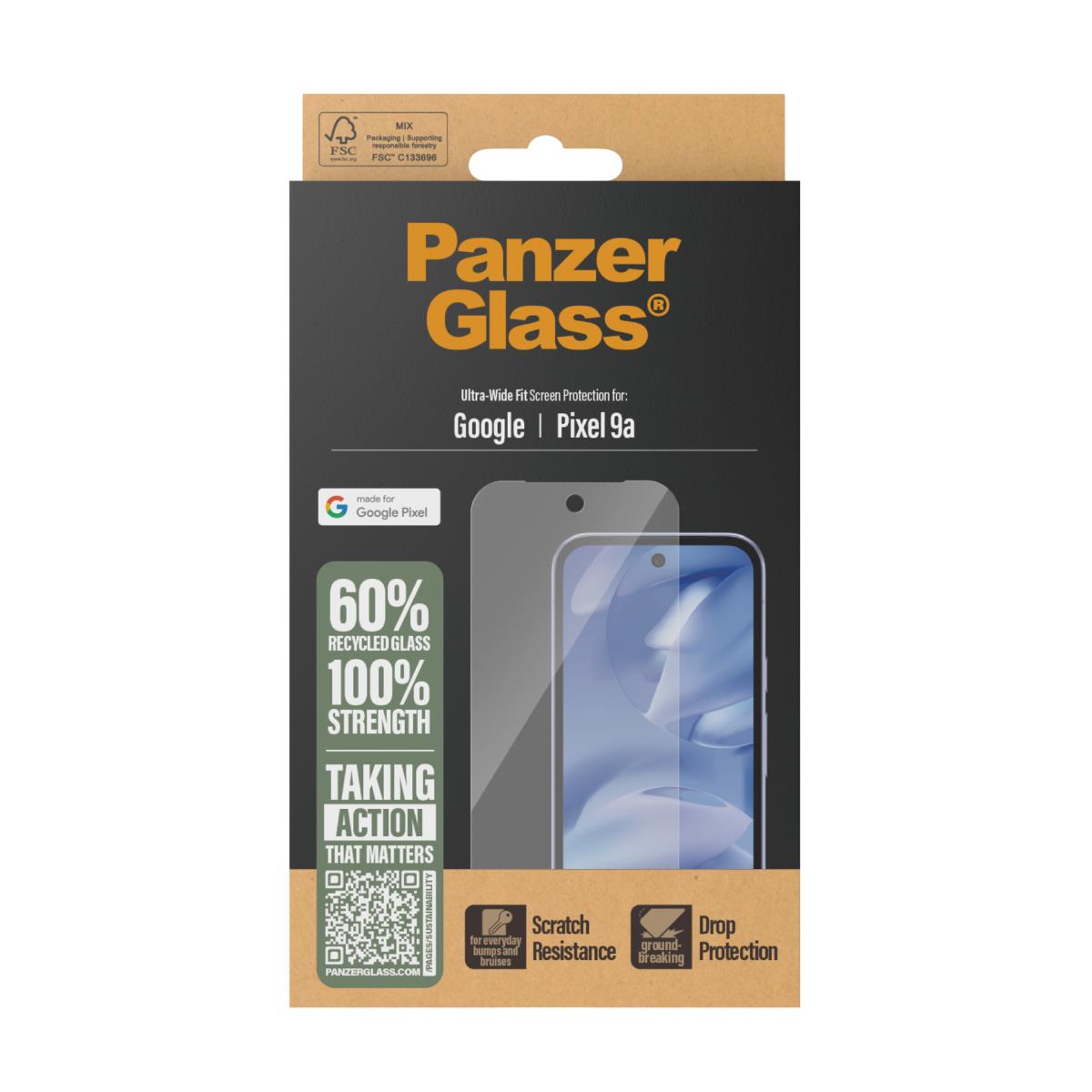 PANZERGLASS Screen Protector For Google New Pixel 8a Ultra-wide Fit