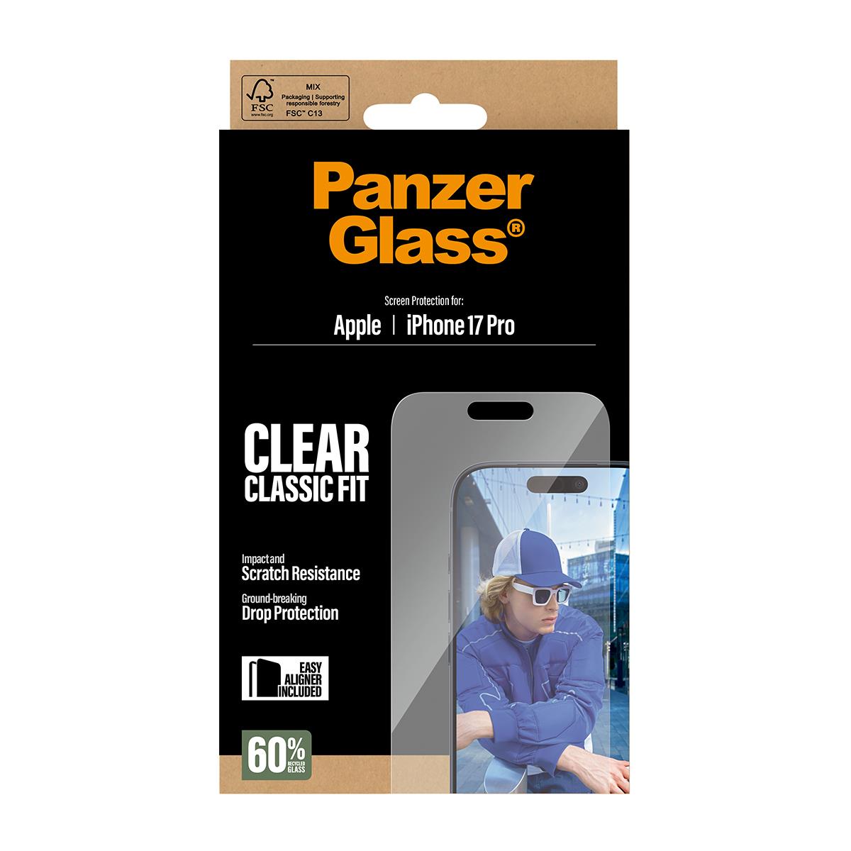 PANZERGLASS Screen Protector for iPhone 17 Pro Classic Fit w. EasyAligner