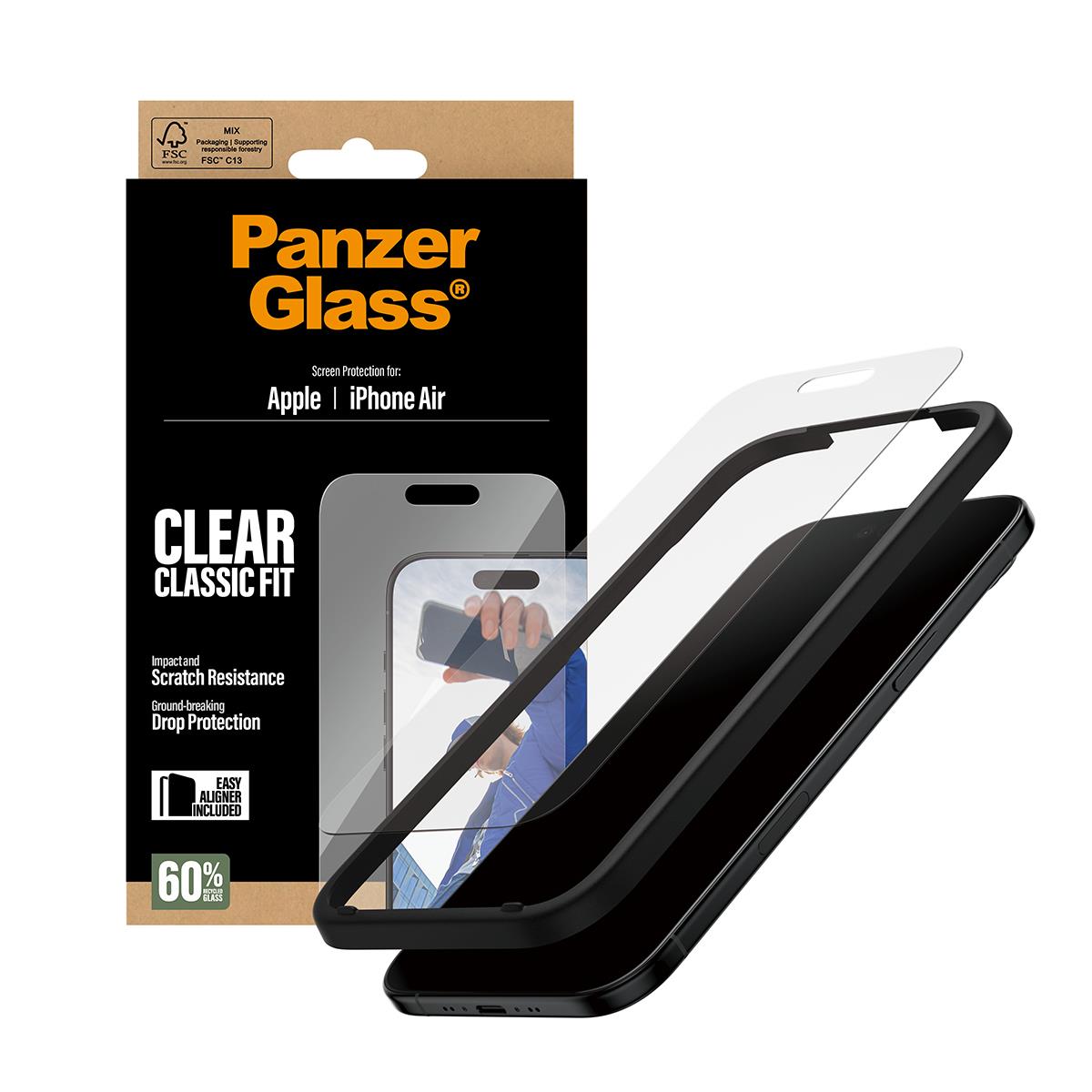 PANZERGLASS Screen Protector iPhone Air Classic Fit w. EasyAligner