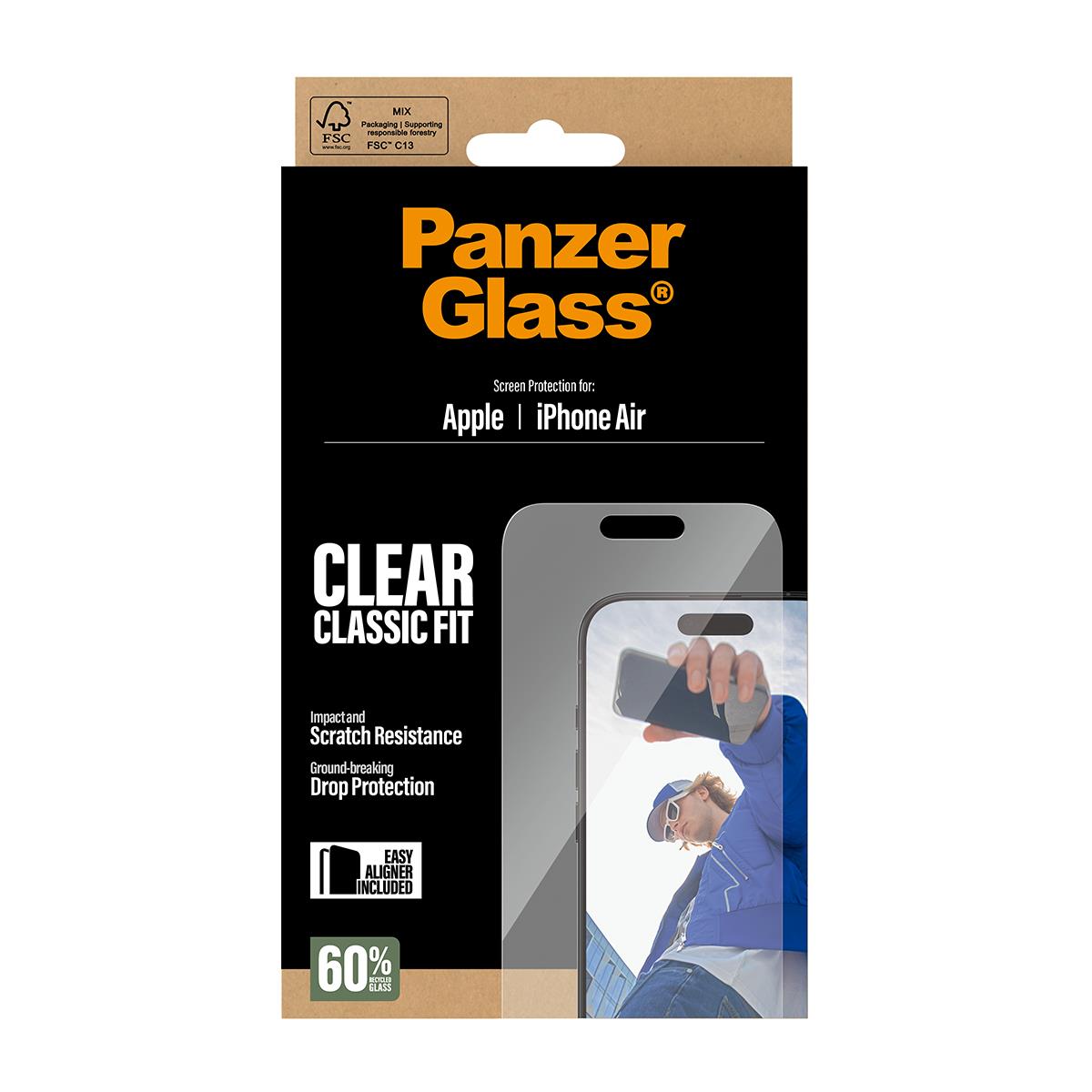 PANZERGLASS Screen Protector iPhone Air Classic Fit w. EasyAligner
