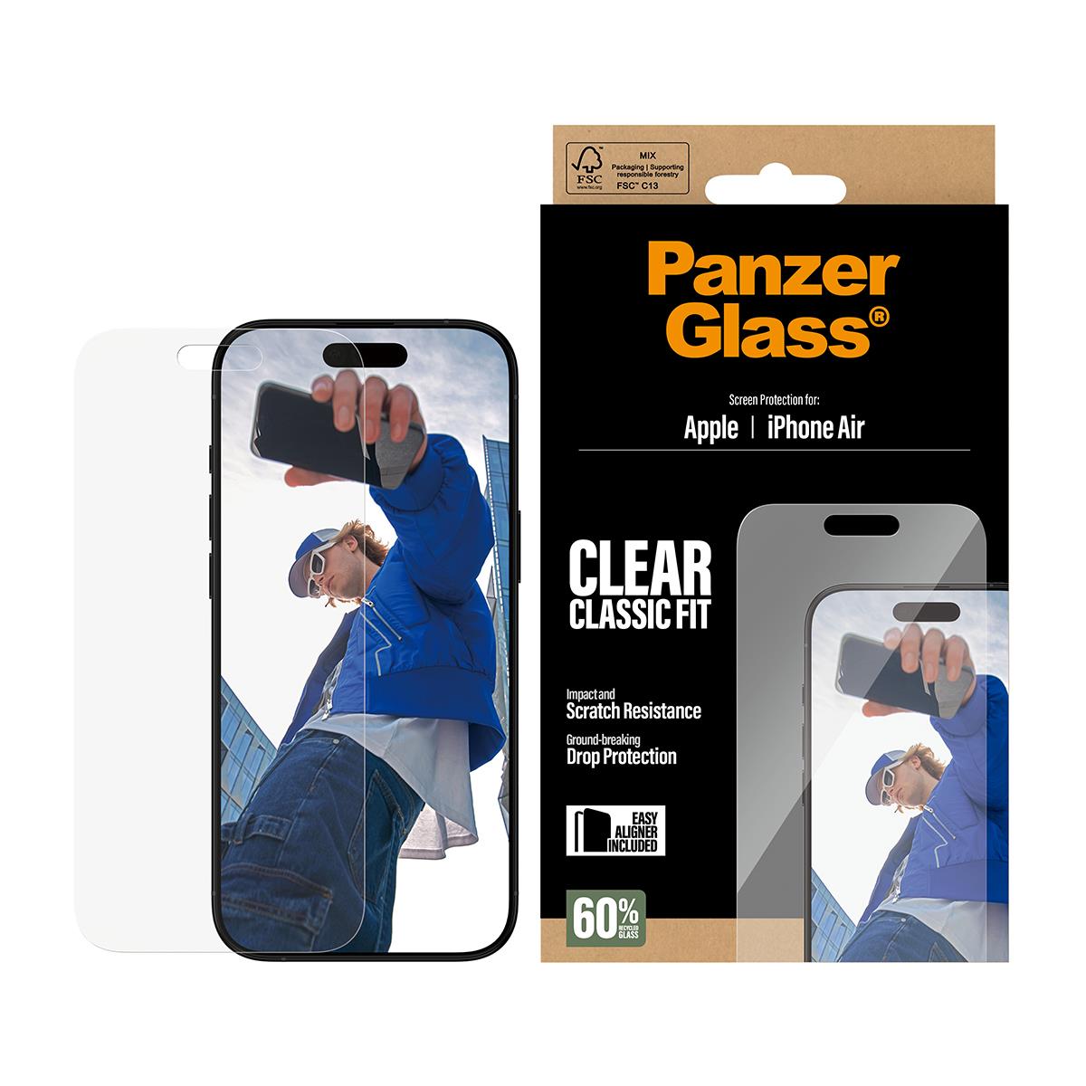 PANZERGLASS Screen Protector iPhone Air Classic Fit w. EasyAligner