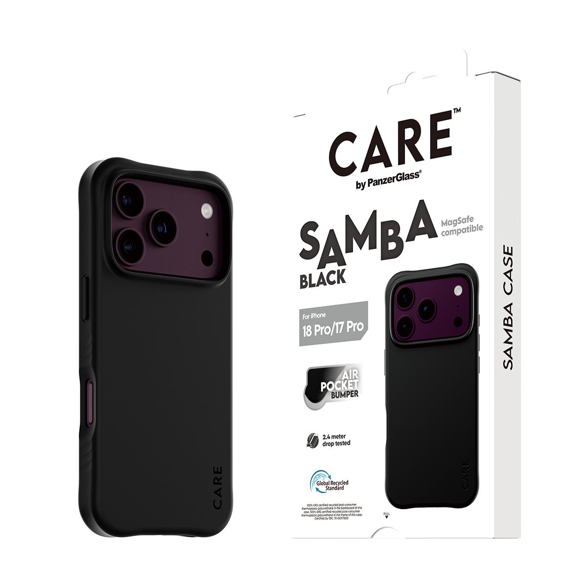PANZERGLASS Care Fashionable Case Samba Black W. Magsafe iPhone 18 Pro
