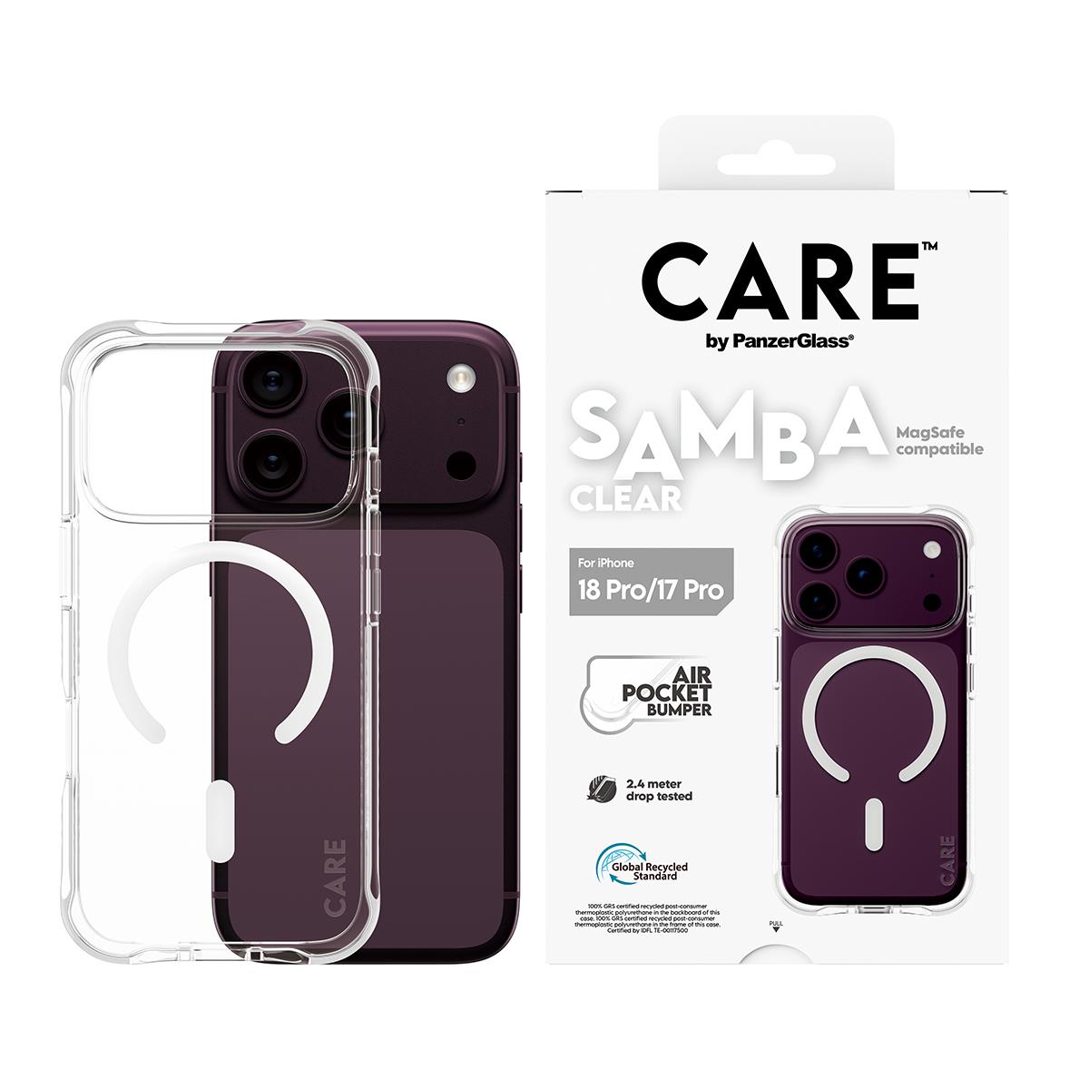 PANZERGLASS CARE Fashionable Case Samba Transparent w. White MagSafe iPhone 18 Pro