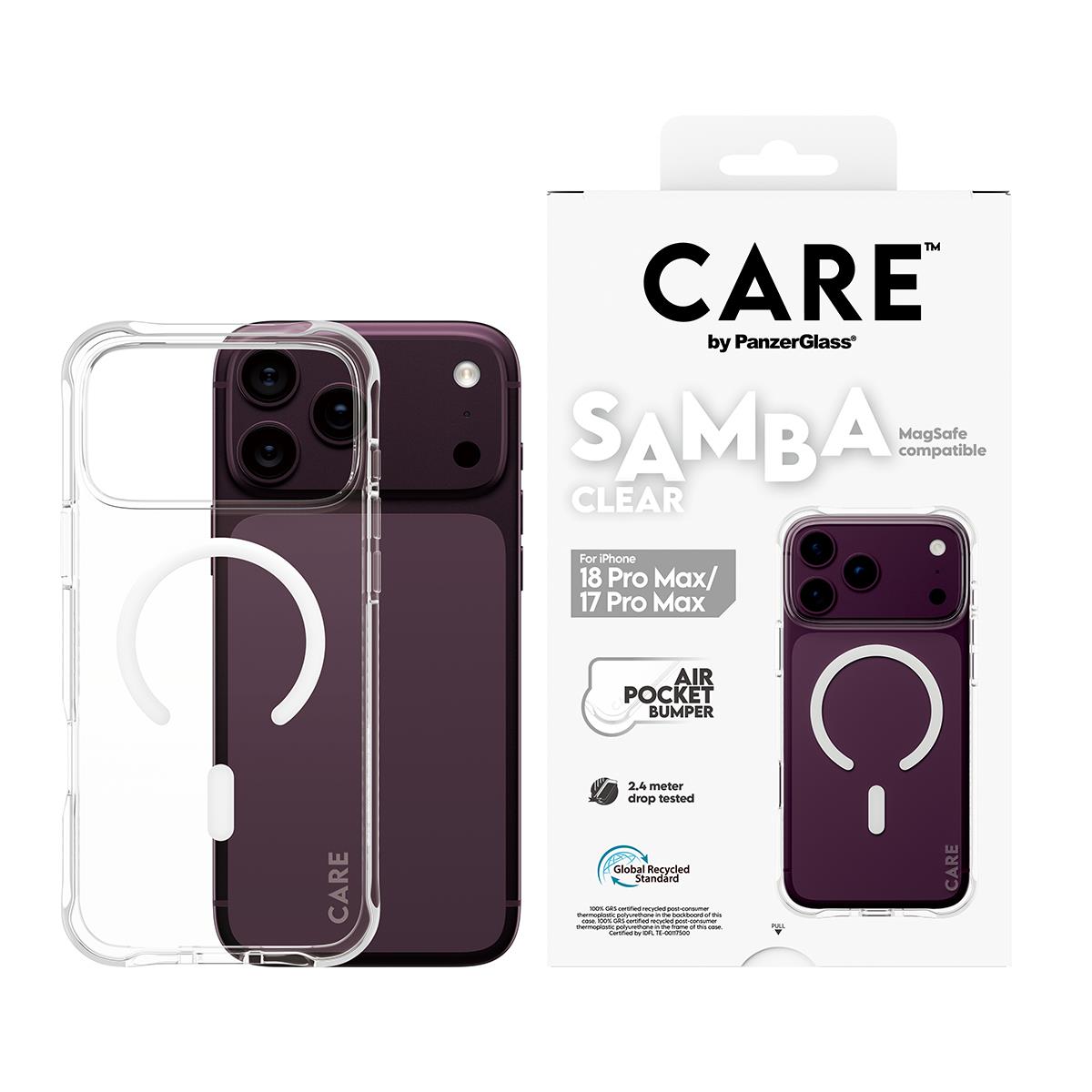 PANZERGLASS CARE Fashionable Case Samba Transparent w. White MagSafe iPhone 18 Pro Max