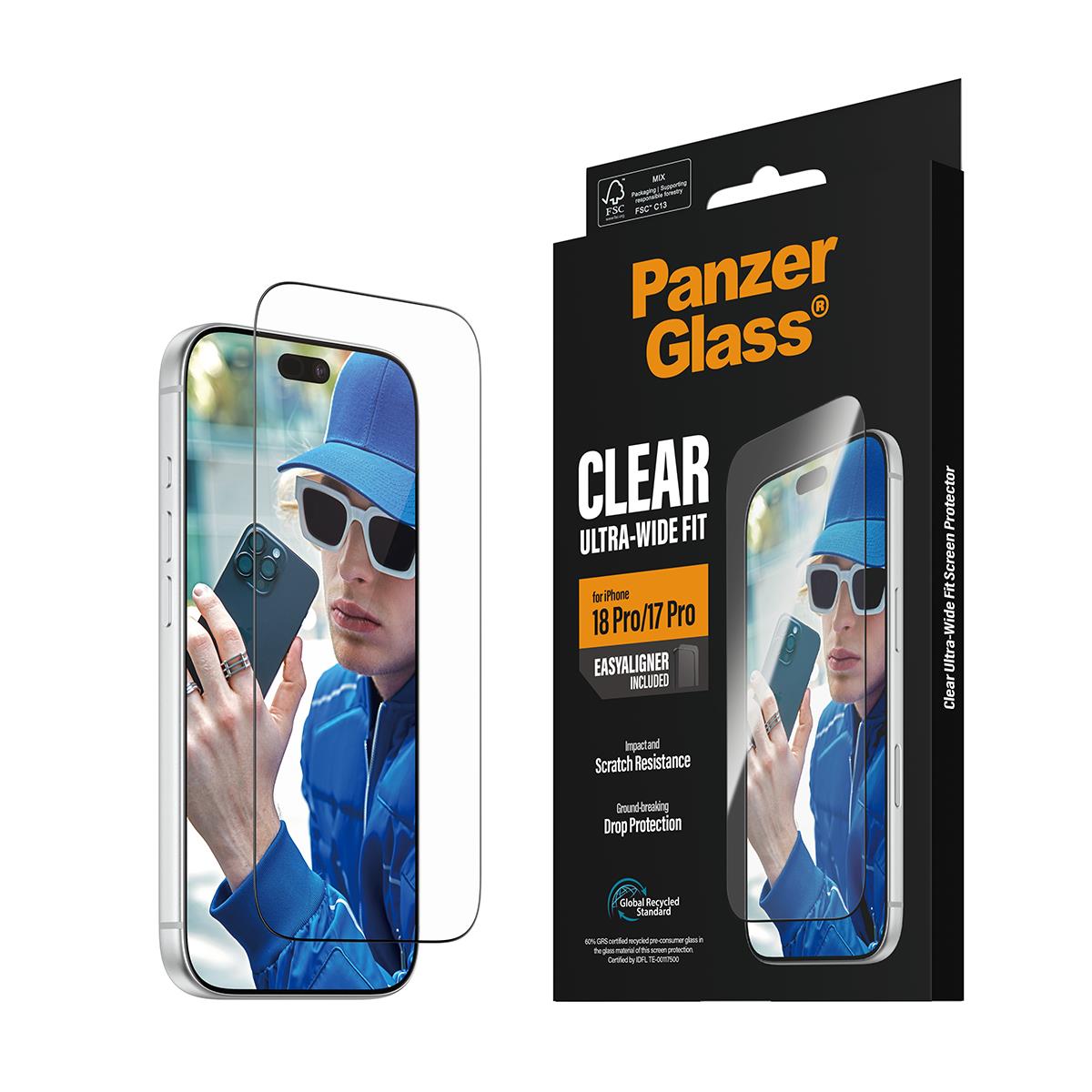 PANZERGLASS Screen Protector for iPhone 18 Pro/17 Pro/Ultra-Wide Fit w. EasyAl