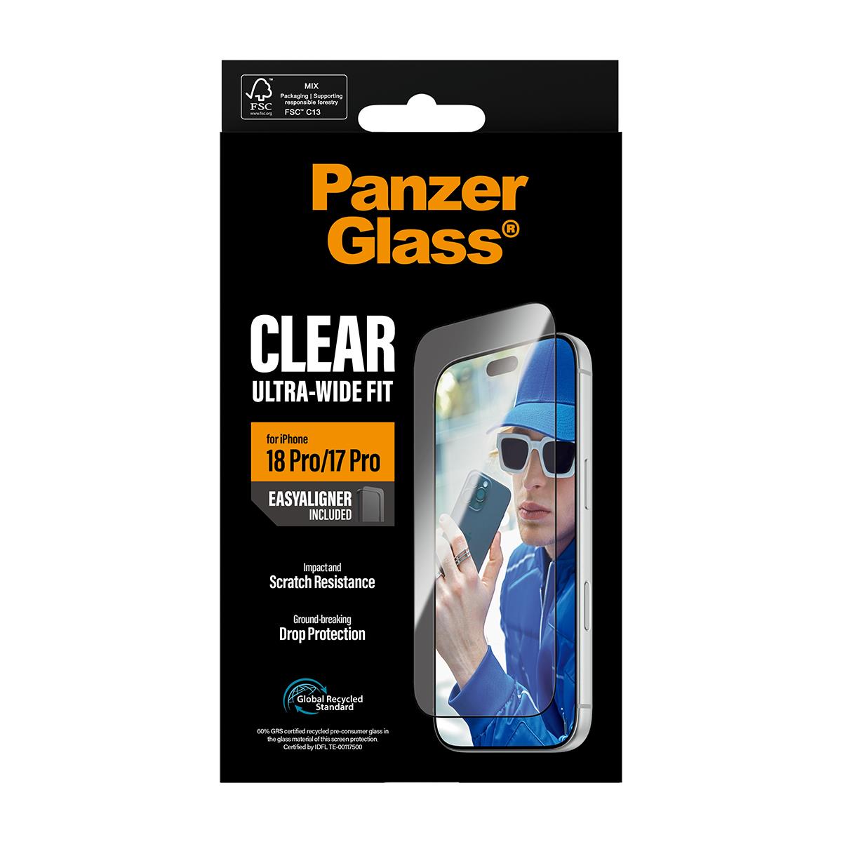 PANZERGLASS Screen Protector for iPhone 18 Pro/17 Pro/Ultra-Wide Fit w. EasyAl