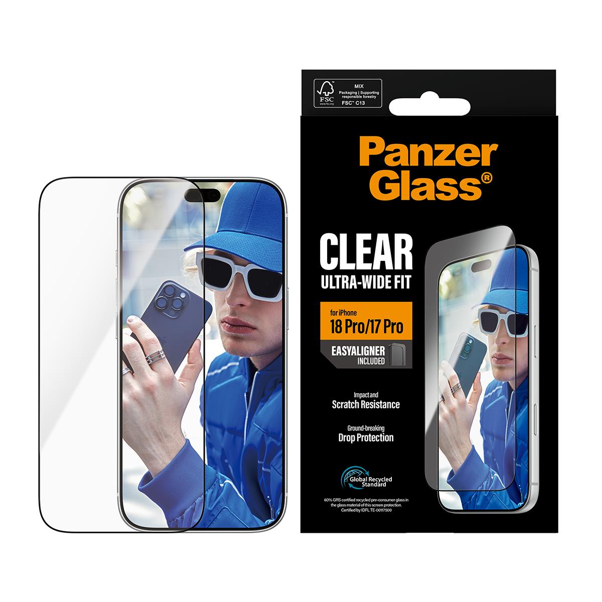 PANZERGLASS Screen Protector for iPhone 18 Pro/17 Pro/Ultra-Wide Fit w. EasyAl