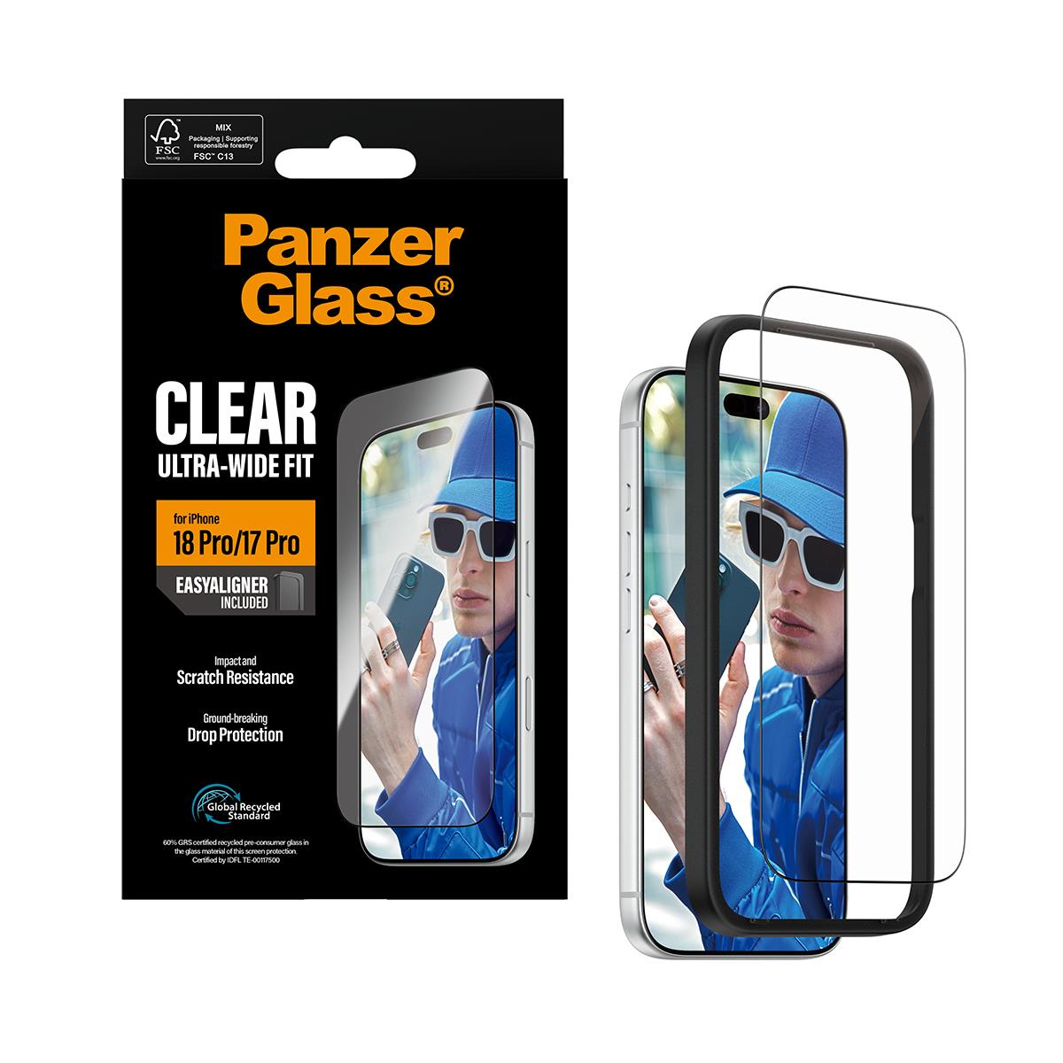 PANZERGLASS Screen Protector for iPhone 18 Pro/17 Pro/Ultra-Wide Fit w. EasyAl