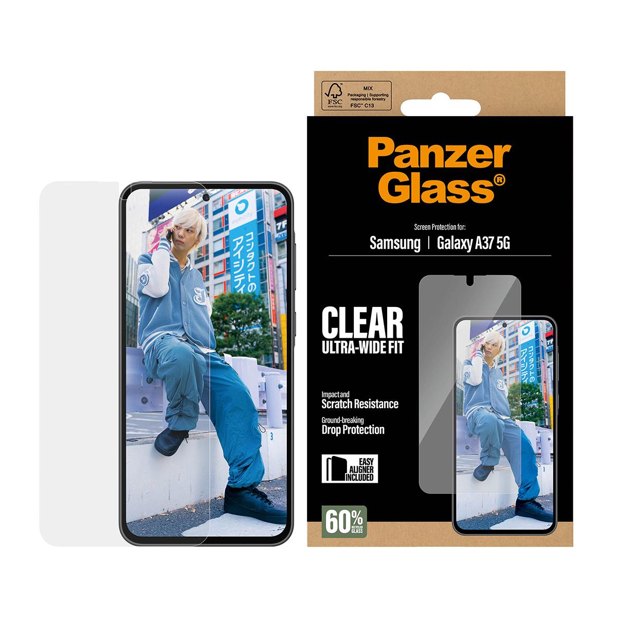 PANZERGLASS Screen Protector for Samsung Galaxy A37 5G Ultra-Wide Fit w. EasyAligner