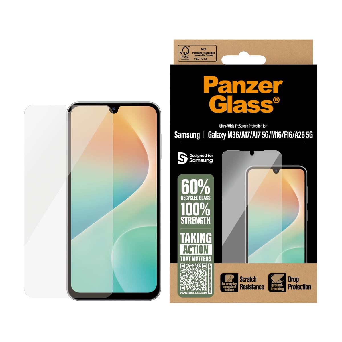 PANZERGLASS Screen Protector for Samsung Galaxy M36 5G/A17/A17 5G/M16 5G/F16 5G/A26