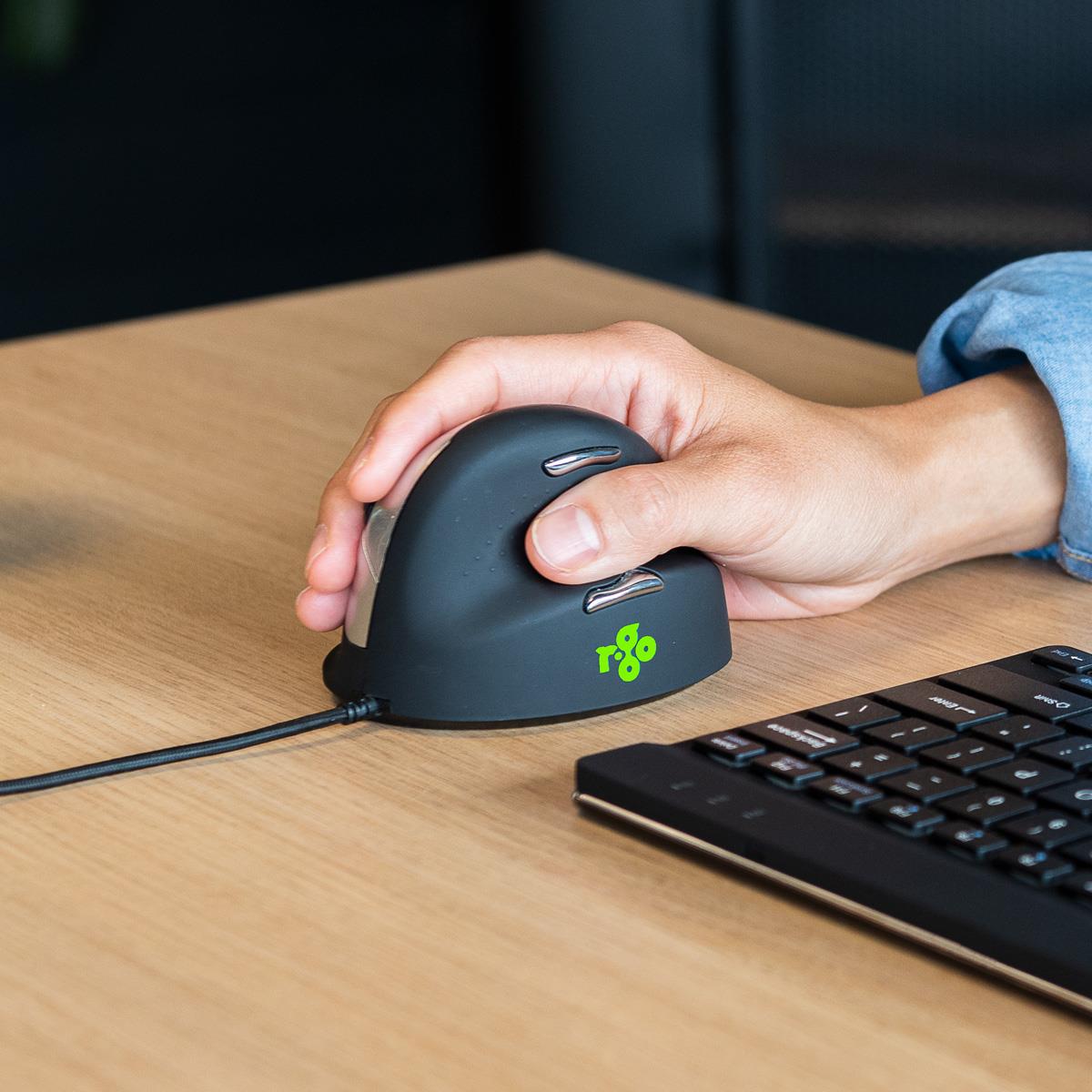 R-GO TOOLS He Rgohe Right-handed Ergonomics Mouse (5-button, 3400dpi, USB) Black-silver