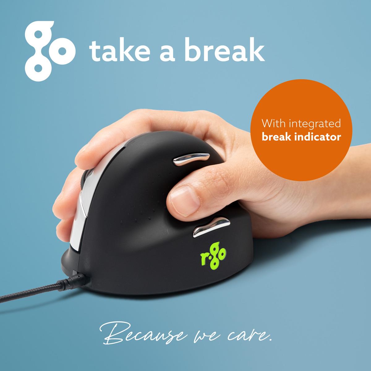 R-GO TOOLS He Rgohe Right-handed Ergonomics Mouse (5-button, 3400dpi, USB) Black-silver
