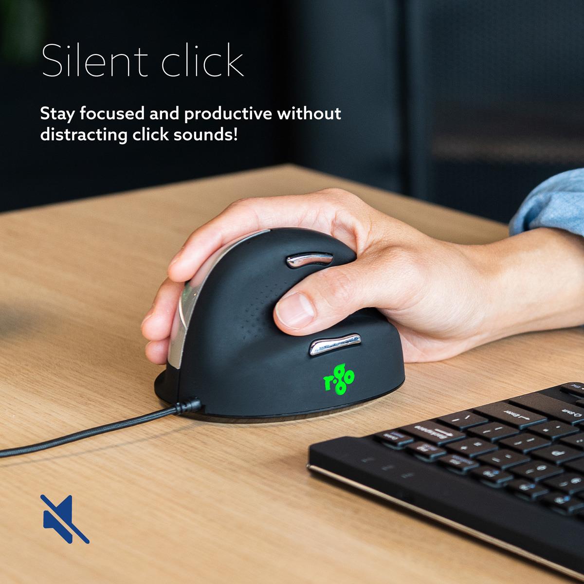 R-GO TOOLS He Rgohe Right-handed Ergonomics Mouse (5-button, 3400dpi, USB) Black-silver